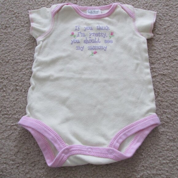 Tender Kisses One Piece Onesie Girl Size 3M Yellow Pink Short Sleeve Pretty Mama - Picture 4 of 4